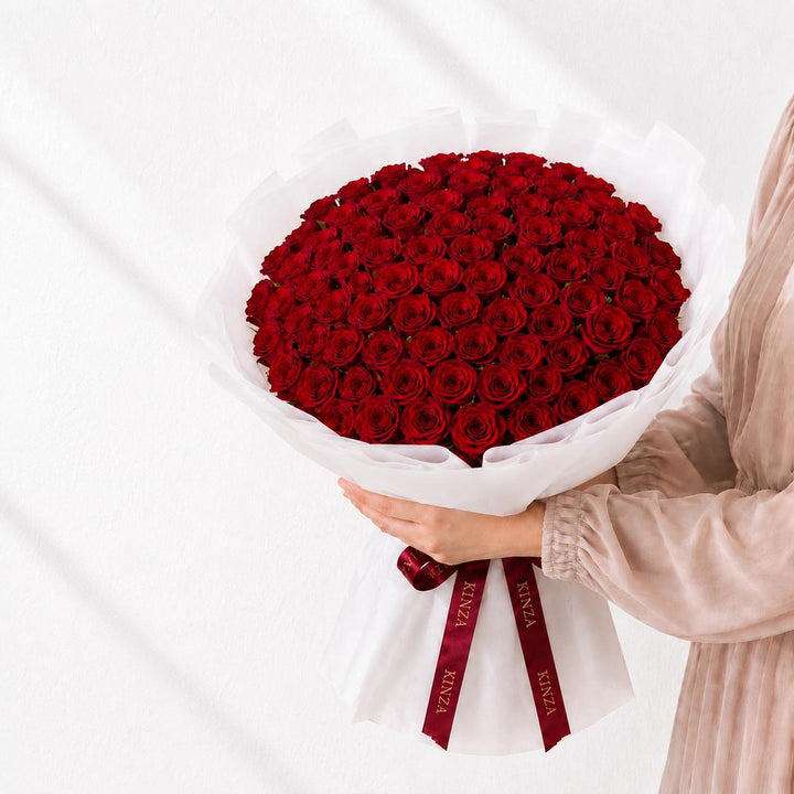 Kinza Signature Red Rose Bouquet - 50 Red Roses